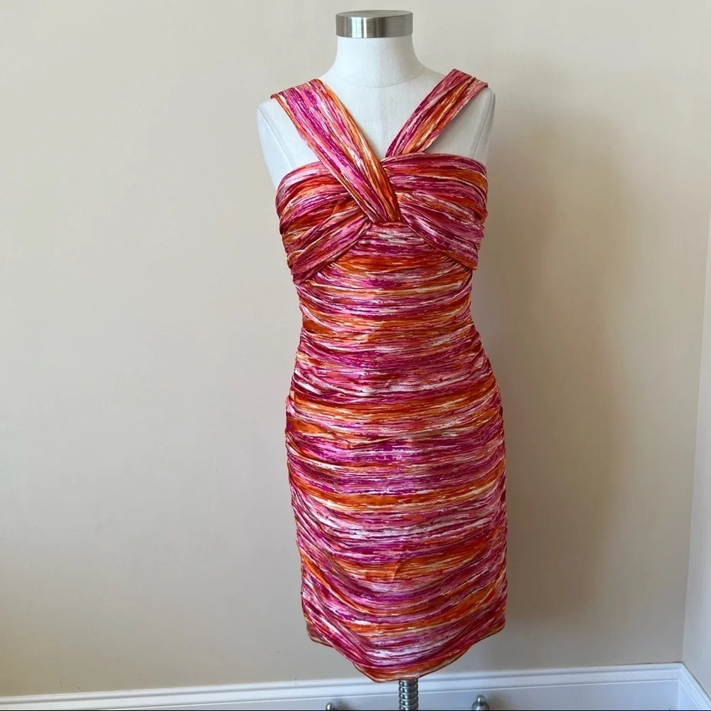 Carmen Marc Valvo silk ruched dress 5745